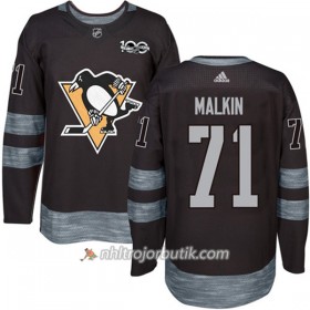 Män Ishockey Pittsburgh Penguins Tröja Evgeni Malkin 71 1917-2017 100th Anniversary Adidas Svart Authentic